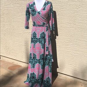 Stretchy Spandex Faux Wrap Maxi Dress